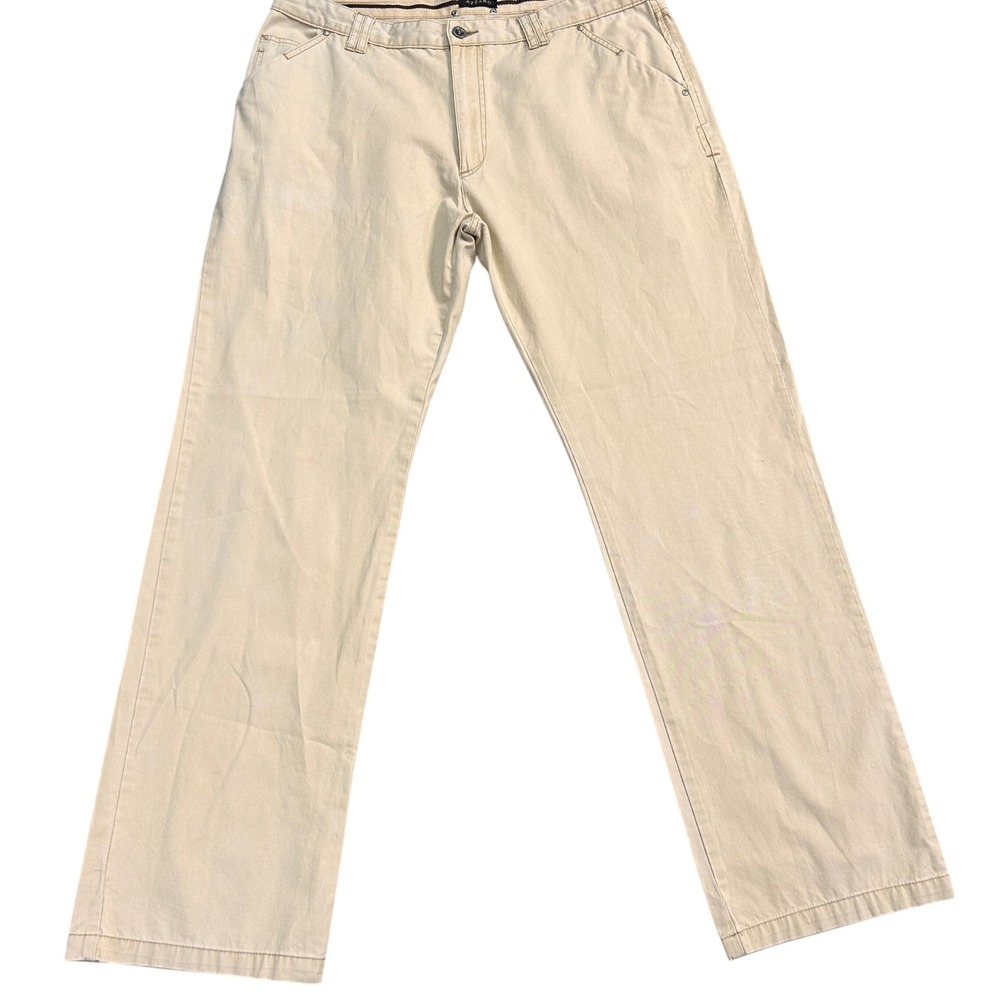 Azzaro Mens Beige Cotton Chino Pants Straight Fit Designer Size 38x33 PG388